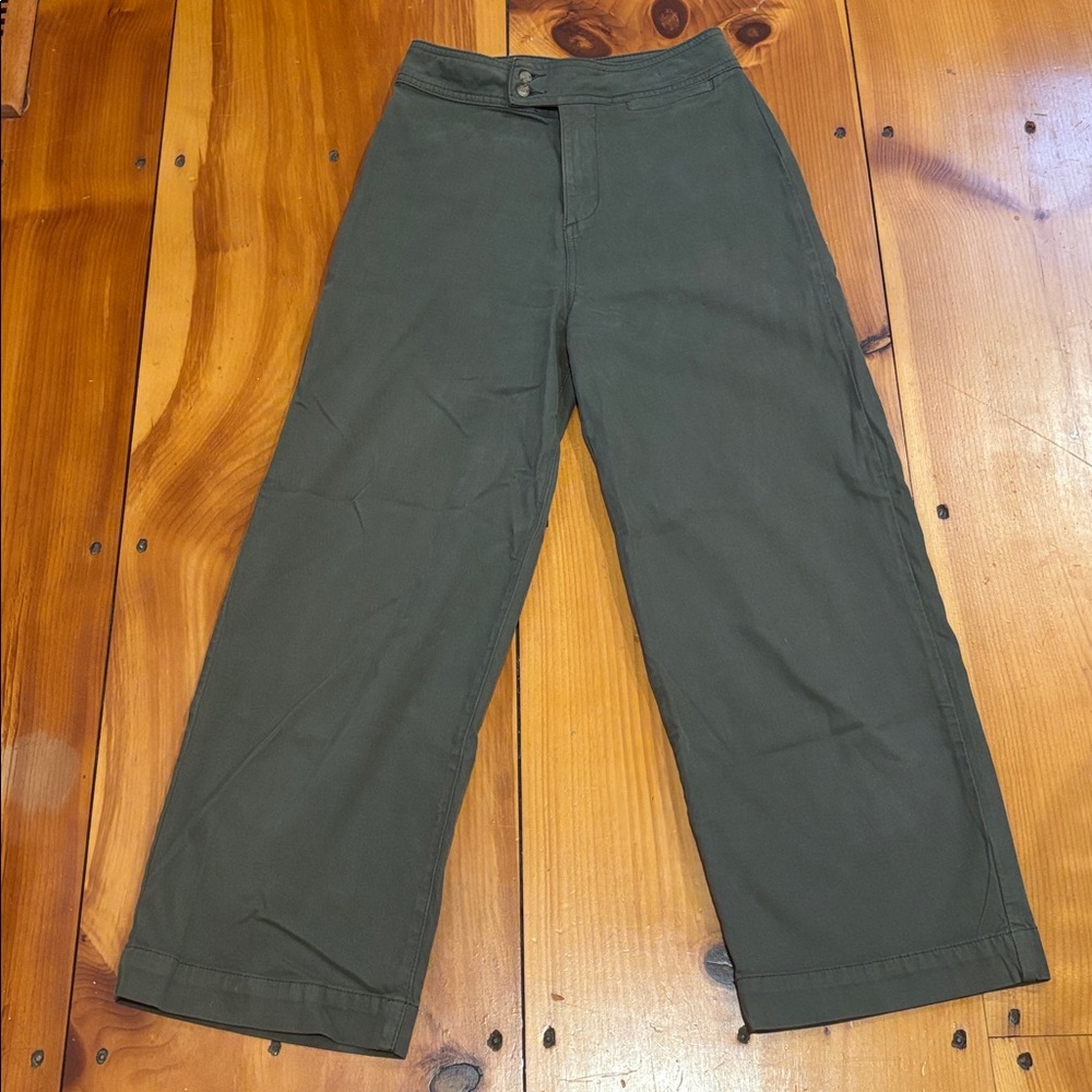 Sezane Forest Green Wide Leg Trousers